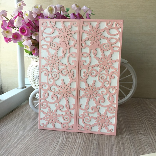 Hollow Laser Cut Weeding Invitation Card Sculpture Flower And Heart Lace Pattern Apply To Grand Events Birthday Festival Invitation Card