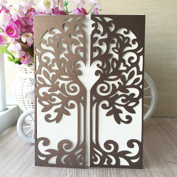 Hollow Laser Cut Weeding Invitation Card Love Tress Invitation Cards Birthday Party Ceremony Valentine's Day Invitation Cards