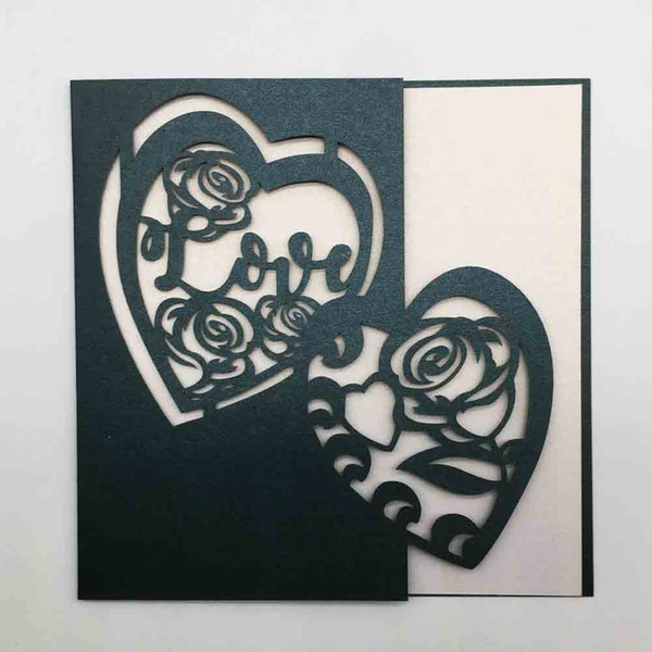 Hollow Laser Cut Rose And Heart With Love Wedding Invitations Cards Birthday Valentine's Day Party Grand Events Supplies