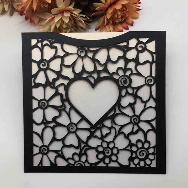 Hollow Laser Cut Invitation Card Flower And Big Heart Pattern Engagements Graduation Birthday Party Grand Events Supplies