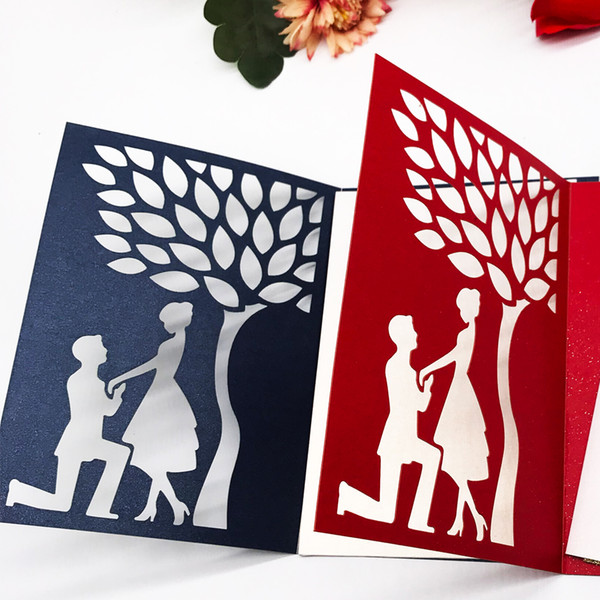 Hollow Laser Cut Wedding Invitations Card Exquisite Envelope Cards Sculpture Graduation Ceremony Blessing Gift Cards Supplies