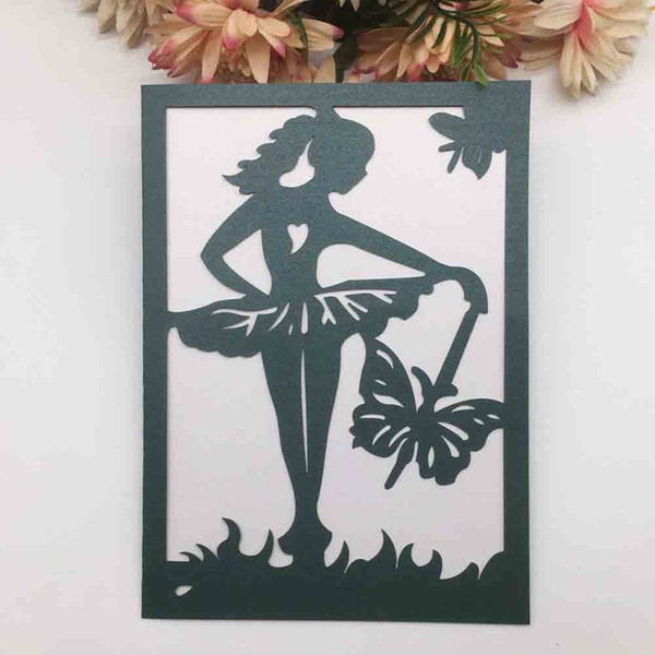 Hollow Laser Cut Ballet dancer Pattern Wedding Invitation Card Envelope Bridal Shower Gift Cards Theme Party Invitation Cards