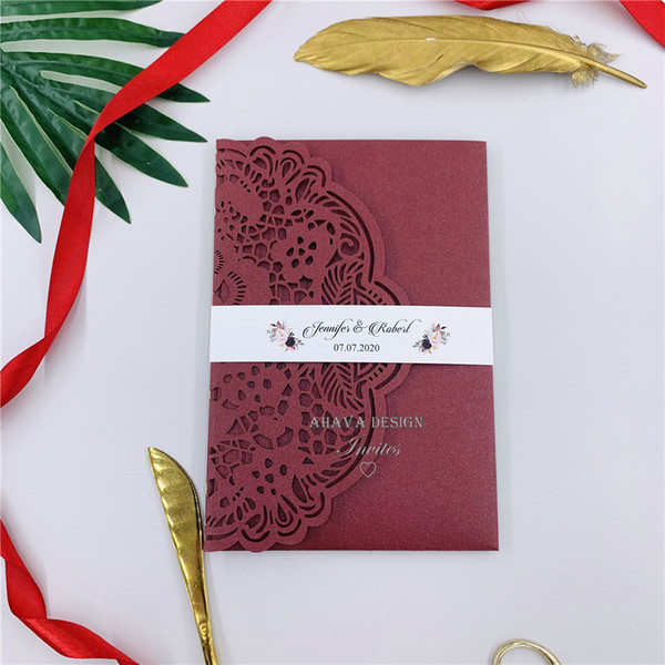 Pearl Burgundy Laser Pocketfold Invitation Set, Laser Invitations for Weddings And Event, Elegant Party Invitations, DIY Invite SET