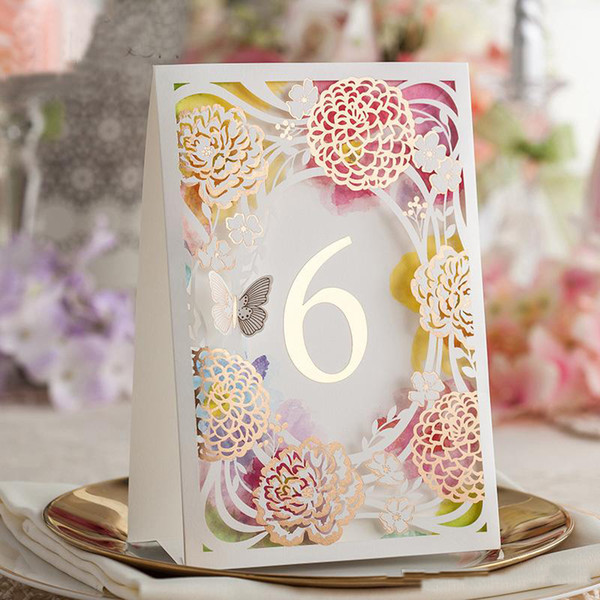 Colorful Butterfly Design Laser Cut Wedding Table Cards, 10 pieces/lot