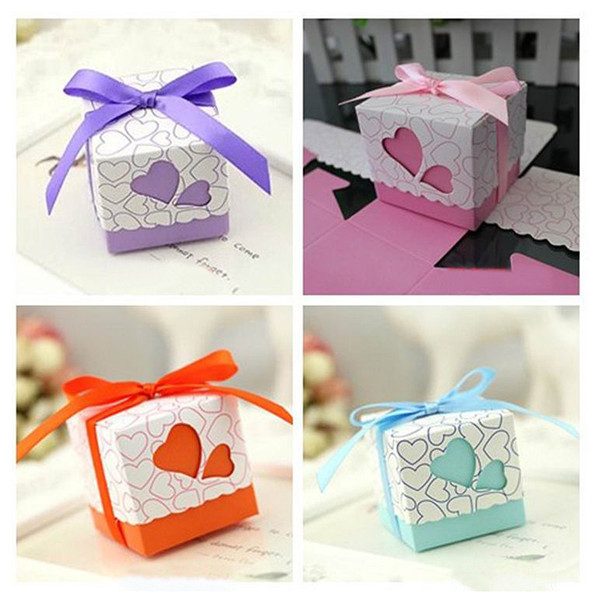 Wedding Candy Box Wedding Favor Candy Boxes Ribbons Are Included Pink and Purple Colours Wedding Party Gift Box New Arrival