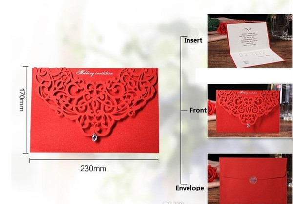 Wedding Invitations Cards Laser Cut Wedding Invitations Ribbon With Envelope and Seal Wedding Supplies Free Customized hollow laster card