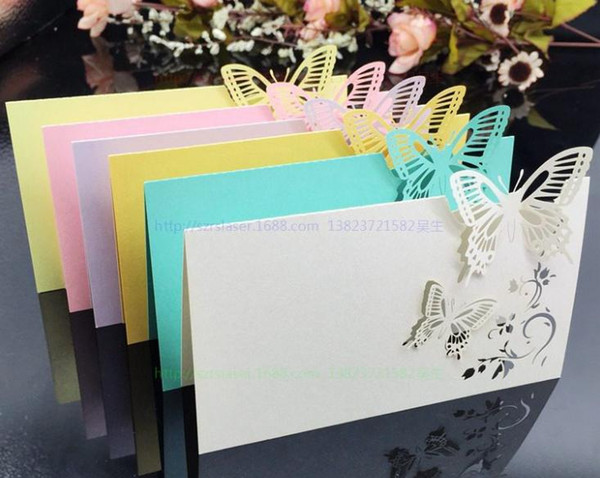 Laser Cut Wedding Place Card Table Card Guset Name Cards Hollow Butterfly Escort Card for Party