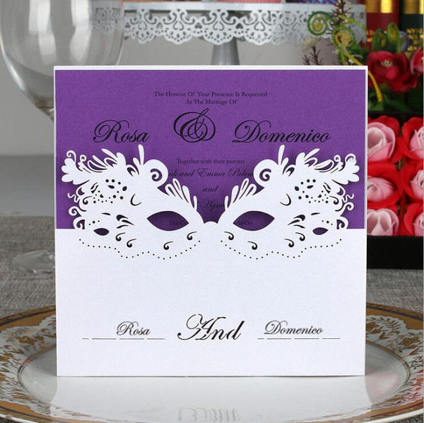 Luxury laser cut wedding invitations customized printing Golden Hollow Flower Party invitation cards with envelopes for Masquerade Ball