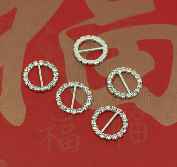 Factory Price 50pcs/lot DIA 21mm Rhinestone Round Buckle For Wedding invitations 16mm Bar DIY