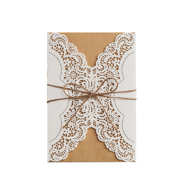 30pcs Laser Cut Wedding Invitations Cards Vintage Wedding Bridal Shower Gift Greeting Card Kits Event Party Supplies Decor