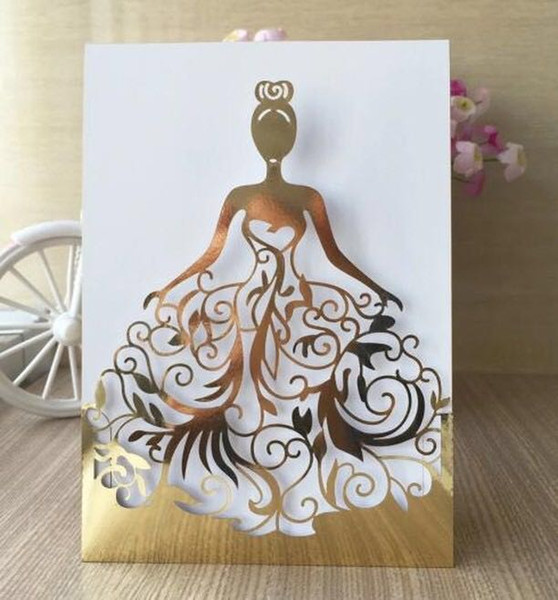 Glitter gold laser cut paper wedding invitations bridal shower invitation cards wholesales Free 200pcs lot hot sales