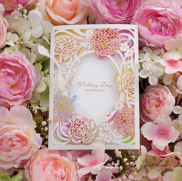 New Arrived Beautiful Spring Flower Free Personalized & Customized Printing Wedding Invitations Cards Custom 