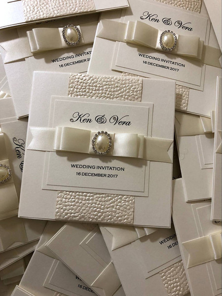 Handmade Wedding Card Pretty Bow Wedding Invitations