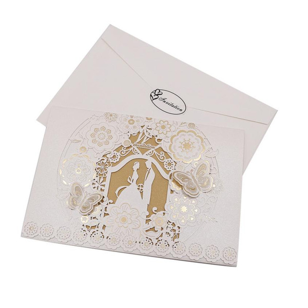 wholesale 10Pcs Delicate Carved Romantic Wedding Party Invitation Card Envelope JULY 11