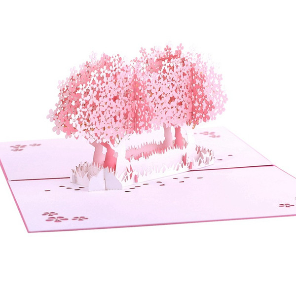 Pink Wedding Invitations 3D Cherry blossoms Tree Korea Wedding Ceremony Cards Customized Folded Buckles Valentine's Day Cards