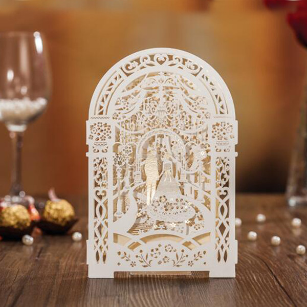 Weddding Invitation Card Elegant Laser Cut White Paper Event Party Supplies Decoration Groom and Bride Floral Invitations