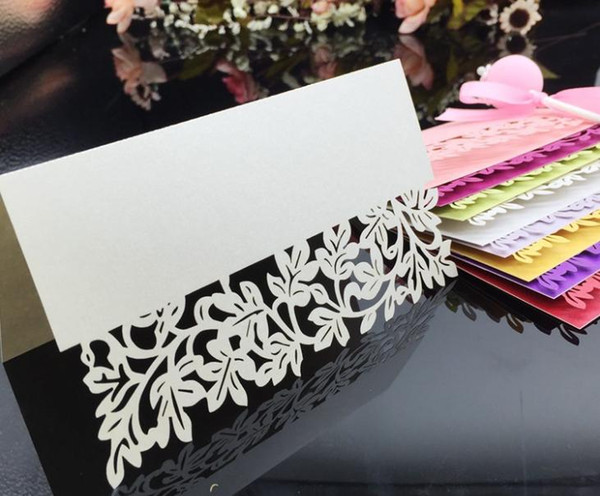 Wedding Party Table Cards Laser Cut Hollow Flower Place Cards Business Evening Baby Shower Party Table Card Name Cards