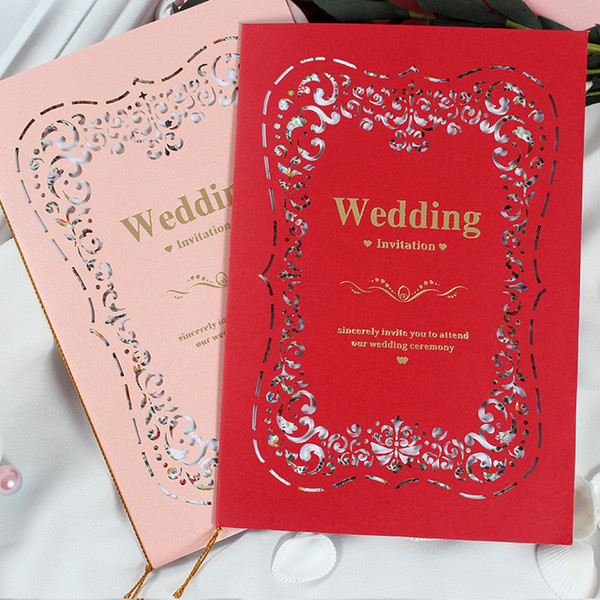 2018 Red Pink Perfect Wedding Invitation Card 260*190mm Invitation Card Wedding Card With Inner Paper Personalized