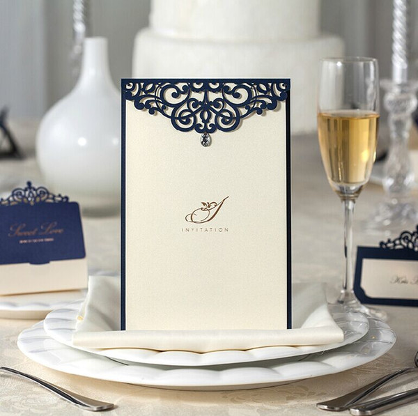 Champagne Elegant Laser Cut Wedding Invitations Laser-cut Wedding Invitation Cards with Convites De Casamento