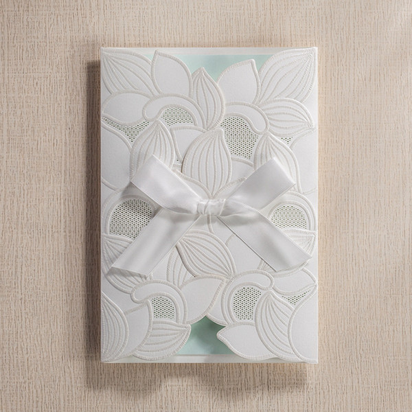 White Laser Cut Wedding Invitation Card Floral Pattern with Envelopes Wedding Day Evening Party Invitations Cards Printing Personalized