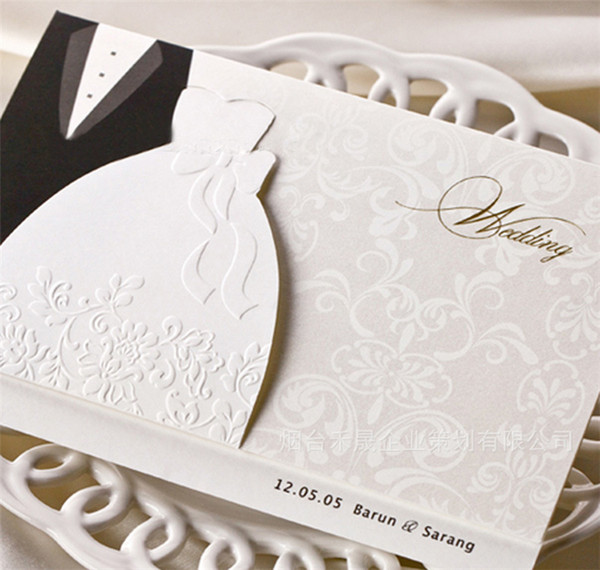 European Style Wedding Invitations White Dress Wedding Invitations Personality Creative Custom Invitations Wedding Decorations Accessories