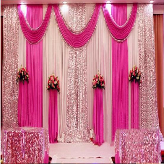 Wedding Decorations 3m*3m 3*6m 4m*8m Wedding Curtain Backdrops Silver Sequins Swag Ice Silk Material Wedding Party Stage Decoration
