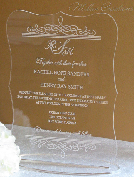 2016 Best-selling Acrylic clear Wedding invitations card,wedding invites,Acrylic wedding invitations(YH-A1603)