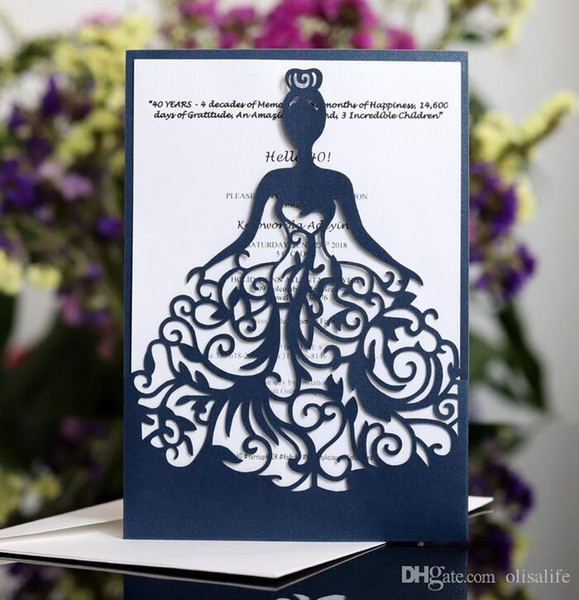 Fast Shipping Laser Hollow Personal Design Wedding Invitation Customization Invites With Envelope Wedding Accessory Blank Inner Custom