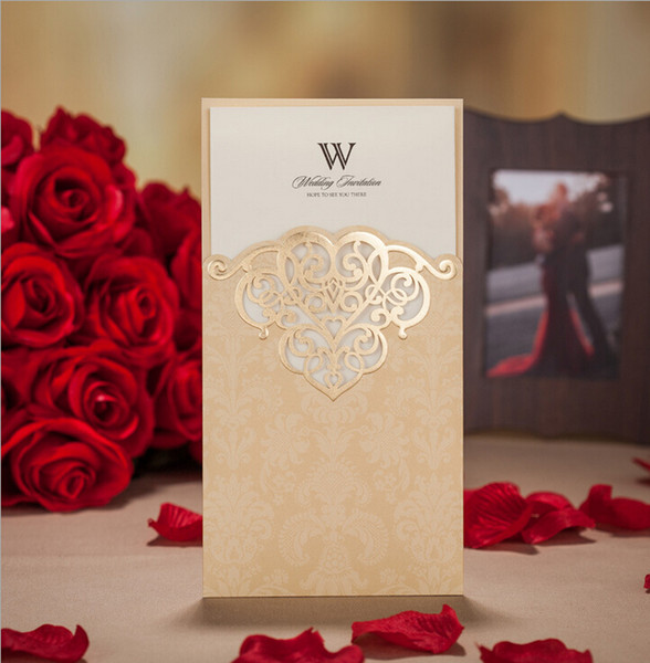 Chic New 50/Lo White Flower 2016 Wedding Invitations Cards Free Shipping Laser Cut Wedding Invitations Invitation Paper