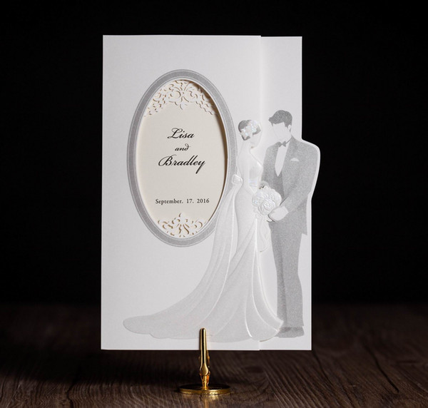 New Bride Wedding Invitations Cards Customized Hollow Laser Wedding Invitations with Envelopes and Seals Free Printing