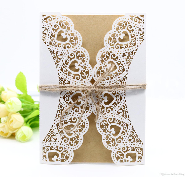 Laser Cut Wedding Invitations OEM in Multi Colors Customized Hollow With Flowers Folded Personalized Wedding Invitation Cards BW-HK38