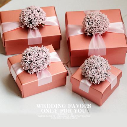 Wedding Favors Gifts Boxes With Ribbon Flower Candy Chocolate Boxes Paper Boxes Baby Shower Giftbox 3 colors