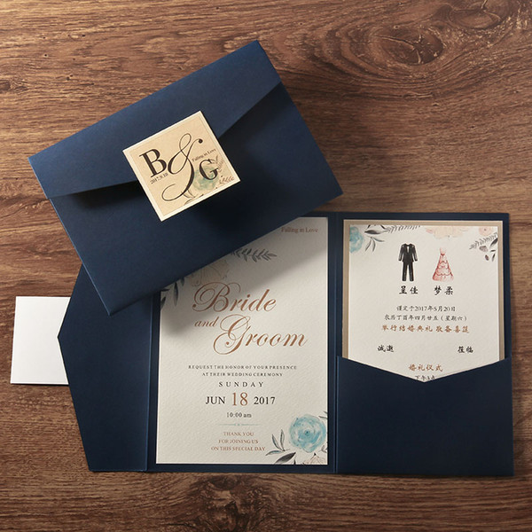 Wedding Invitations Envelope Style Trifold Pocket Wedding Invite
8000
s with RSVP Card and Tag, 20+ Color DIY Invite