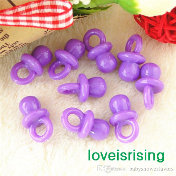 Free -100pcs/pack 22mm*11mm Solid Purple Mini Acrylic Baby Pacifier Baby Shower Favors~Cute Charms ~Party Decorations