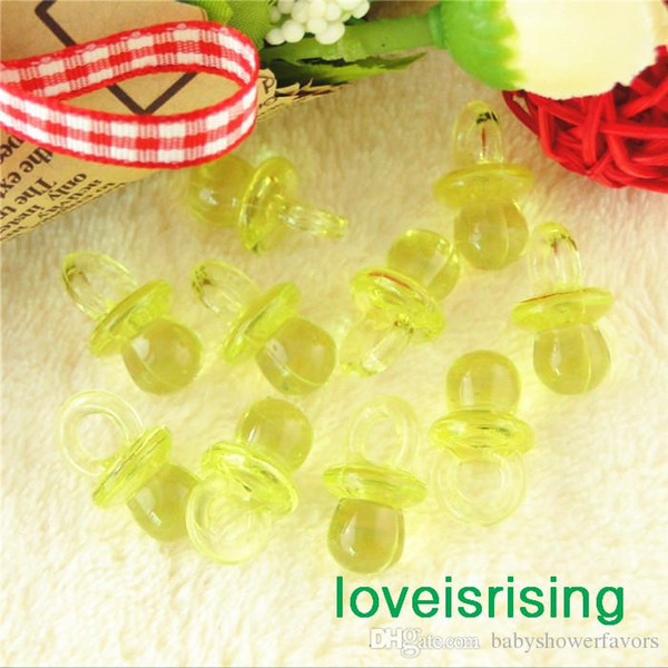 Free -100pcs/pack 22mm*11mm Clear Citrine Yellow Mini Acrylic Baby Pacifier Baby Shower Favors~Cute Charms ~Party Decorations