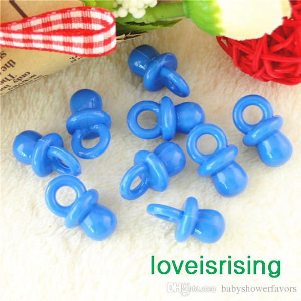 Free -100pcs/pack 22mm*11mm Solid Blue Mini Acrylic Baby Pacifier Baby Shower Favors~Cute Charms ~Party Decorations