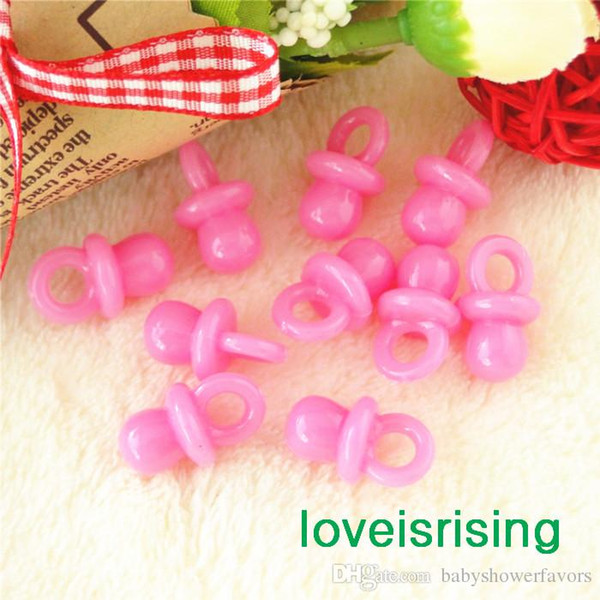 Free -100pcs/pack 22mm*11mm Solid Pink Mini Acrylic Baby Pacifier Baby Shower Favors~Cute Charms ~Party Decorations