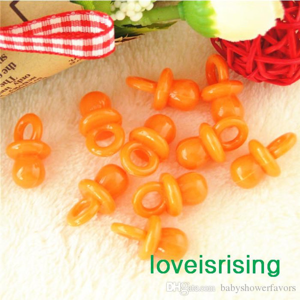 Free -100pcs/pack 22mm*11mm Solid Orange Mini Acrylic Baby Pacifier Baby Shower Favors~Cute Charms ~Party Decorations