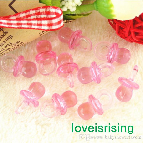 Free -100pcs/pack 22mm*11mm Clear Light Pink Mini Acrylic Baby Pacifier Baby Shower Favors~Cute Charms ~Party Decorations