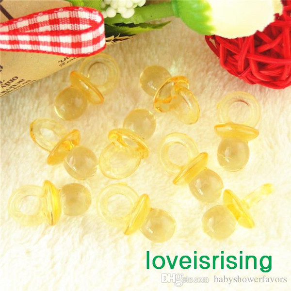 Free -100pcs/pack 22mm*11mm Clear Gold Shadow Mini Acrylic Baby Pacifier Baby Shower Favors~Cute Charms ~Party Decorations
