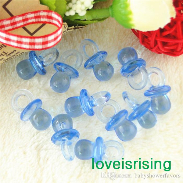 Free -100pcs/pack 22mm*11mm Clear Light Blue Mini Acrylic Baby Pacifier Baby Shower Favors~Cute Charms ~Party Decorations