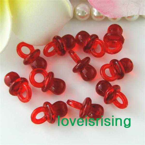 Tracking number-500pcs/pack 22mm*11mm Clear Red Mini Acrylic Baby Pacifier Baby Shower Favors~Cute Charms ~Party Decorations