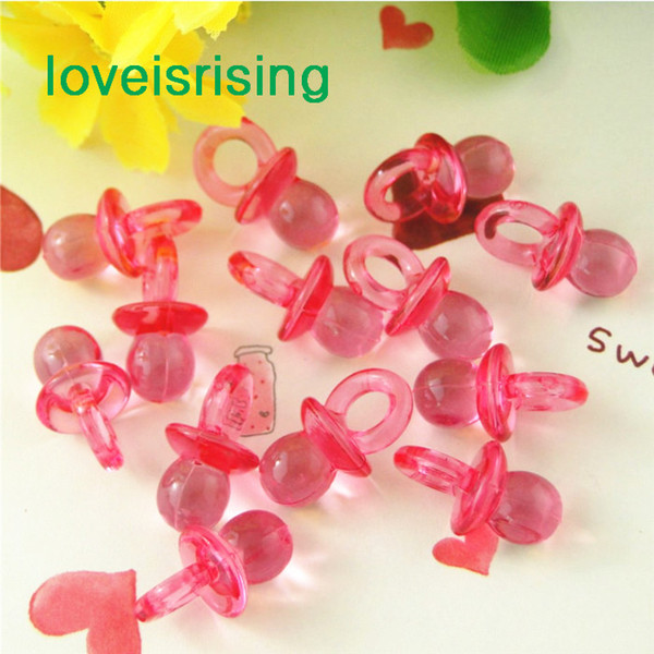 Tracking number-500pcs/pack 22mm*11mm Clear Hot Pink Mini Acrylic Baby Pacifier Baby Shower Favors~Cute Charms ~Party Decorations