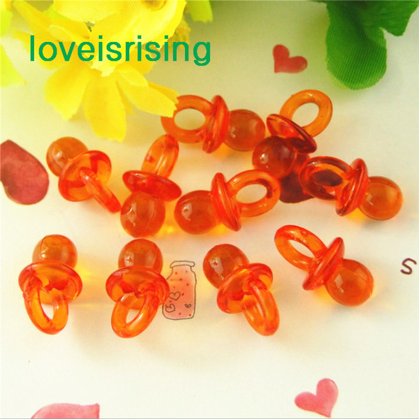 Tracking number-500pcs/pack 22mm*11mm Clear Orange Mini Acrylic Baby Pacifier Baby Shower Favors~Cute Charms ~Party Decorations