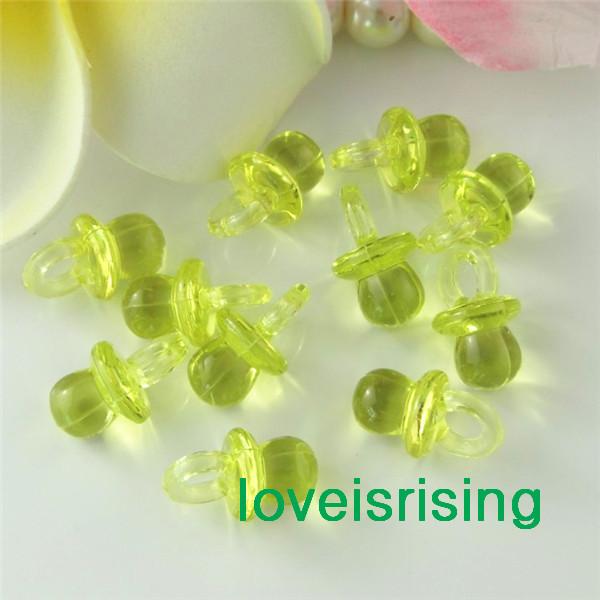 Tracking number-500pcs/pack 22mm*11mm Clear Citrine Yellow Mini Acrylic Baby Pacifier Baby Shower Favors~Cute Charms ~Party Decorations