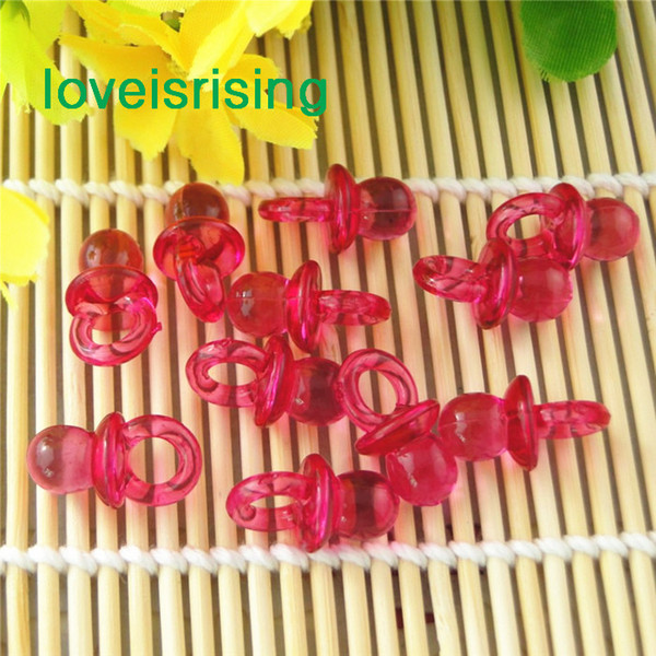 Tracking number-500pcs/pack 22mm*11mm Clear Fuchsia Mini Acrylic Baby Pacifier Baby Shower Favors~Cute Charms ~Party Decorations