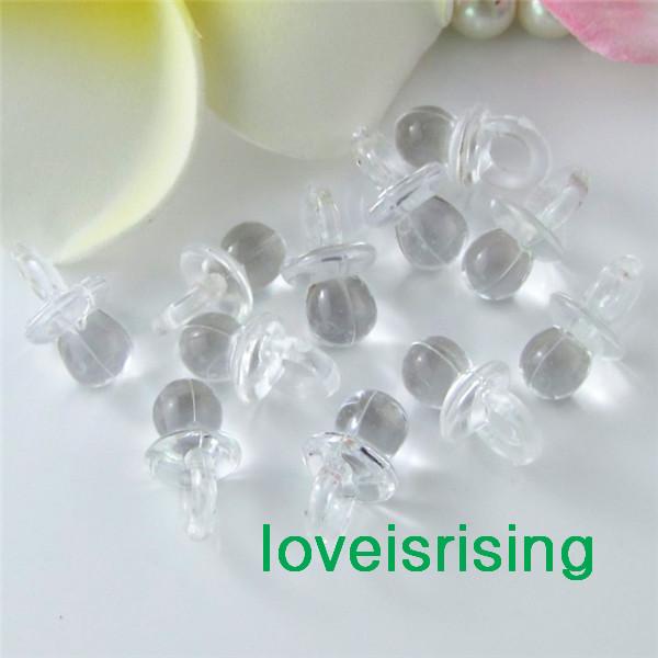 Tracking number-500pcs/pack 22mm*11mm Clear White Mini Acrylic Baby Pacifier Baby Shower Favors~Cute Charms ~Party Decorations