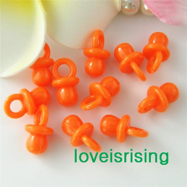 Tracking number-500pcs/pack 22mm*11mm Solid Orange Mini Acrylic Baby Pacifier Baby Shower Favors~Cute Charms ~Party Decorations