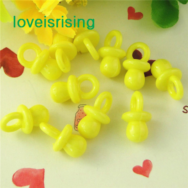 Tracking number-500pcs/pack 22mm*11mm Solid Yellow Mini Acrylic Baby Pacifier Baby Shower Favors~Cute Charms ~Party Decorations