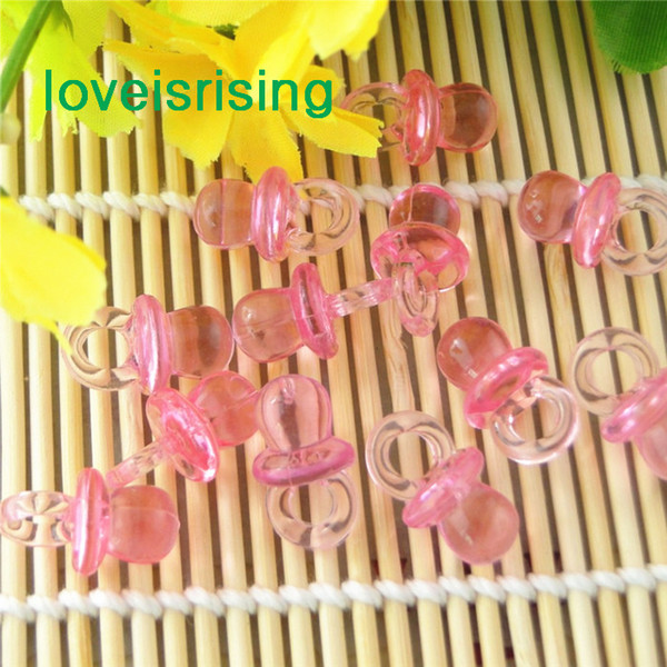 Tracking number-500pcs/pack 22mm*11mm Clear Light Pink Mini Acrylic Baby Pacifier Baby Shower Favors~Cute Charms ~Party Decorations